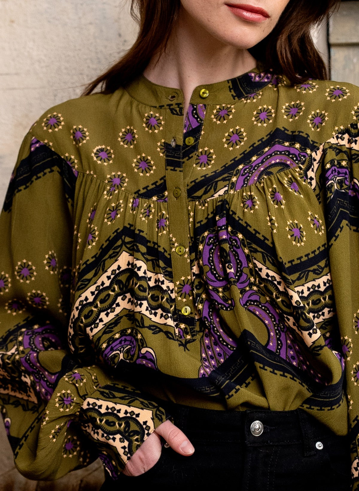 ISAURA sintra olive SHIRT