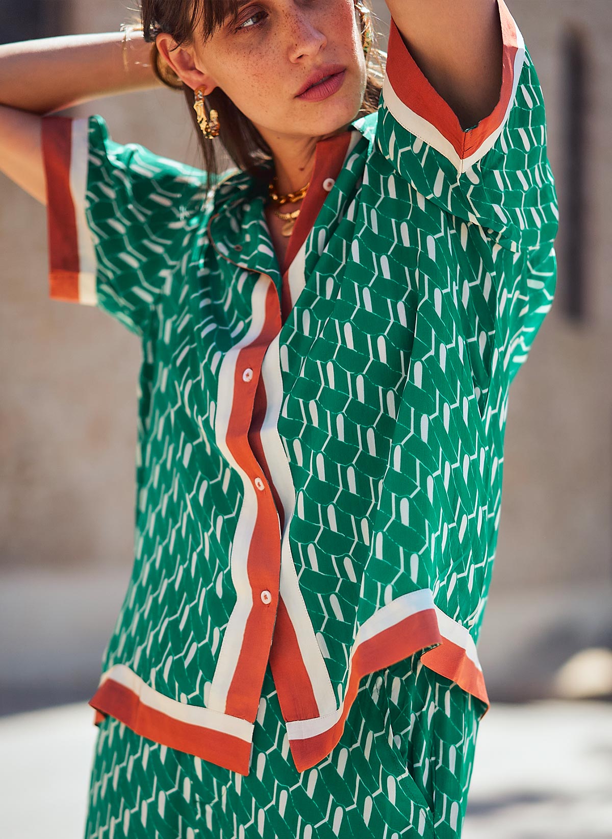 IRWIN BORDER lisboa green SHIRT