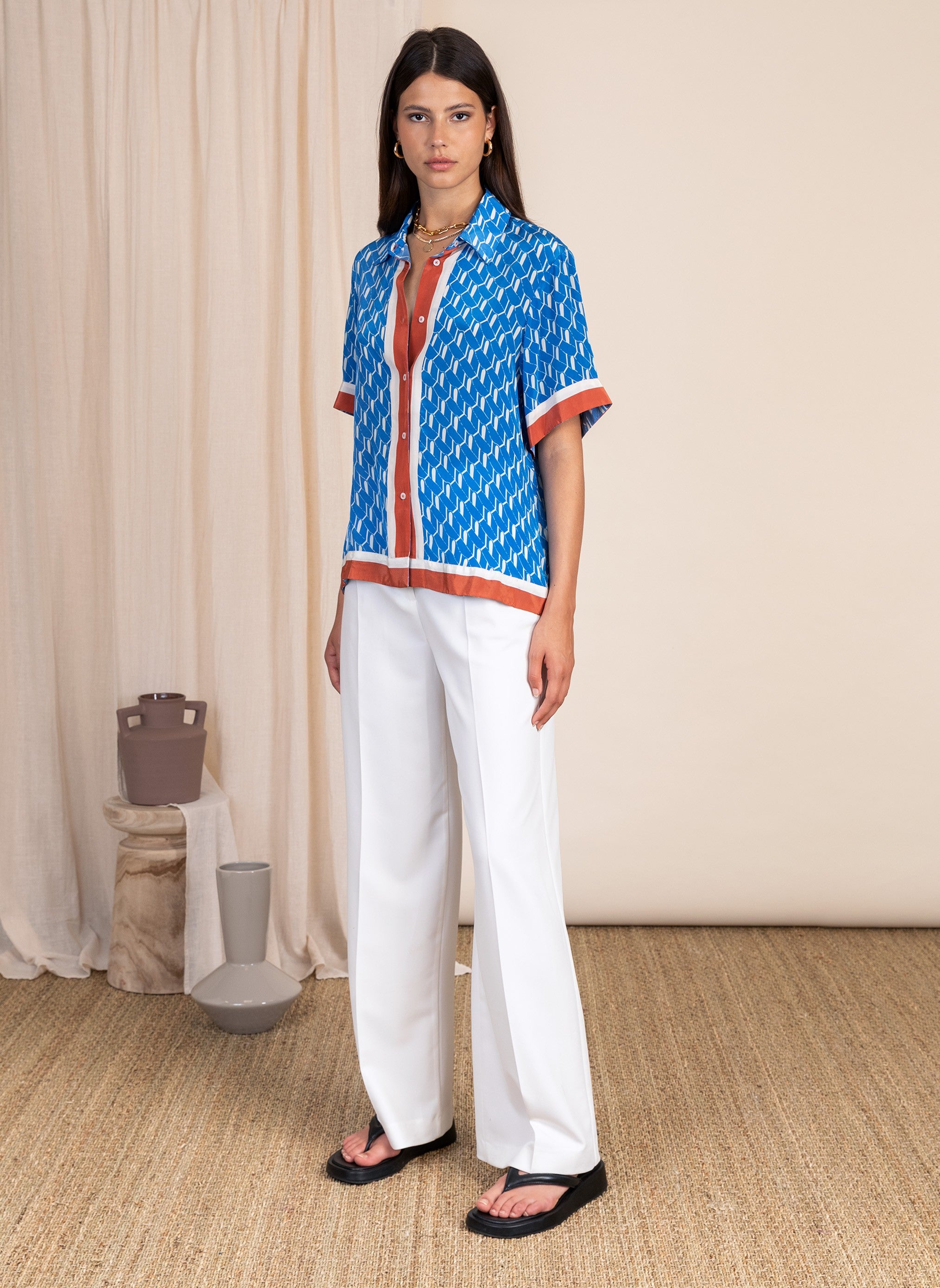 IRWIN BORDER lisboa blue SHIRT