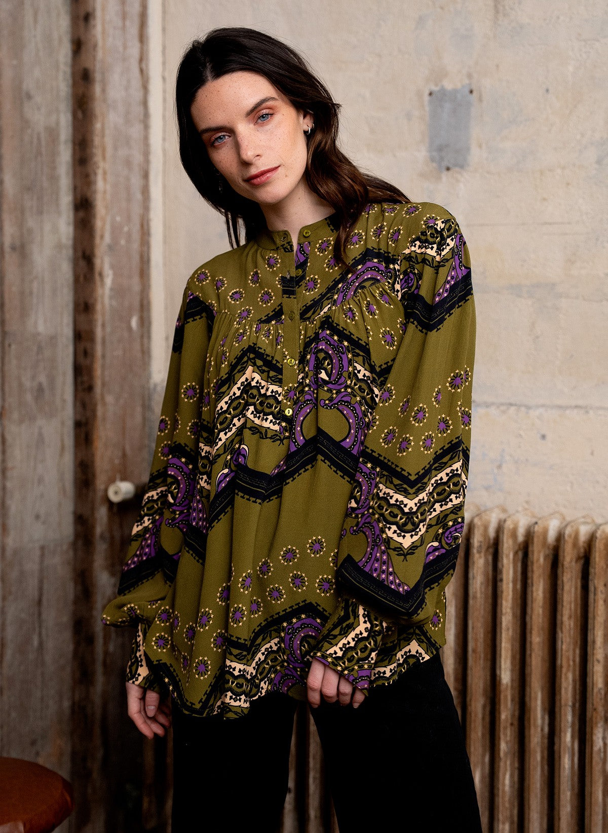 ISAURA sintra olive SHIRT