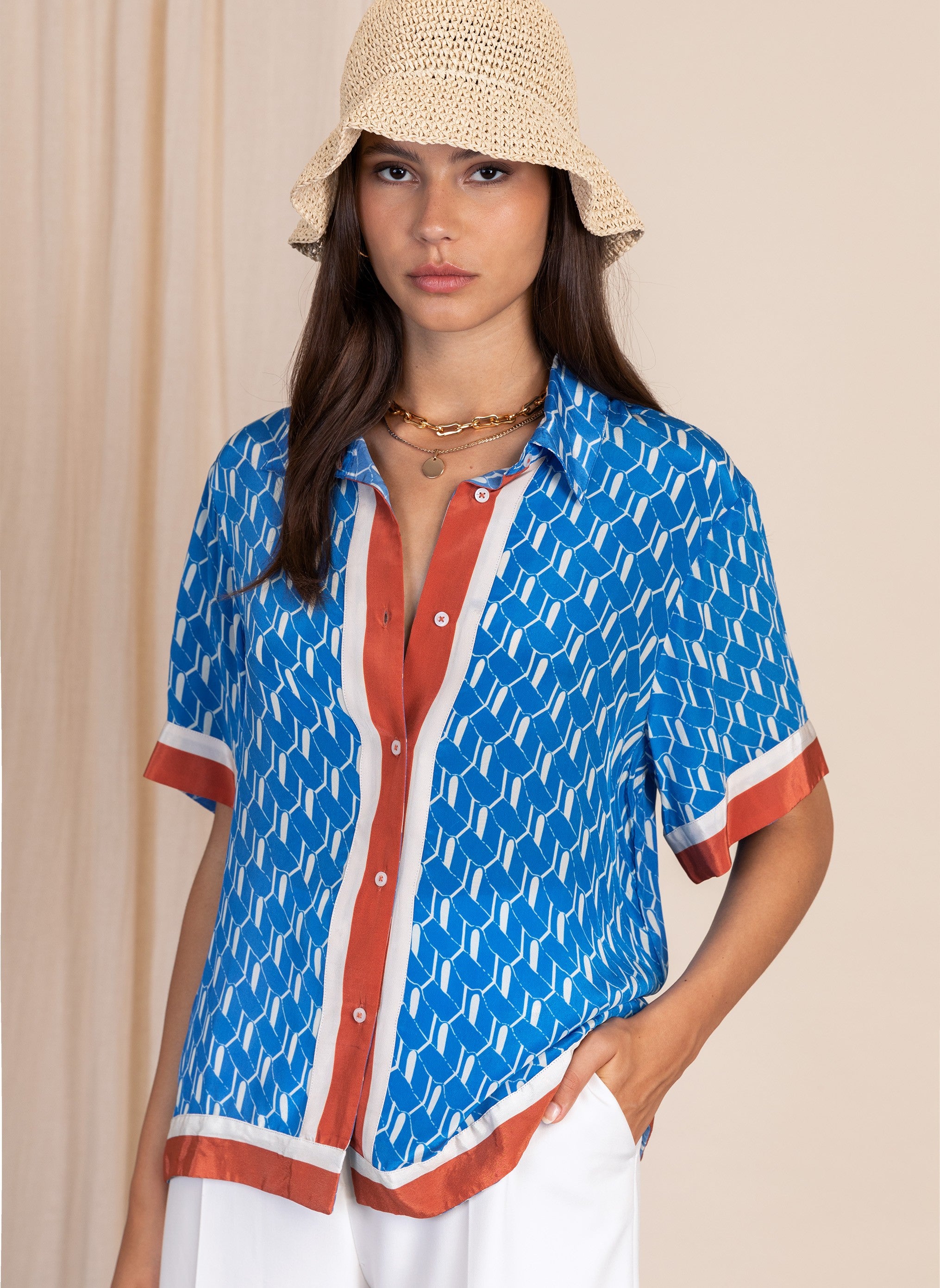 IRWIN BORDER lisboa blue SHIRT