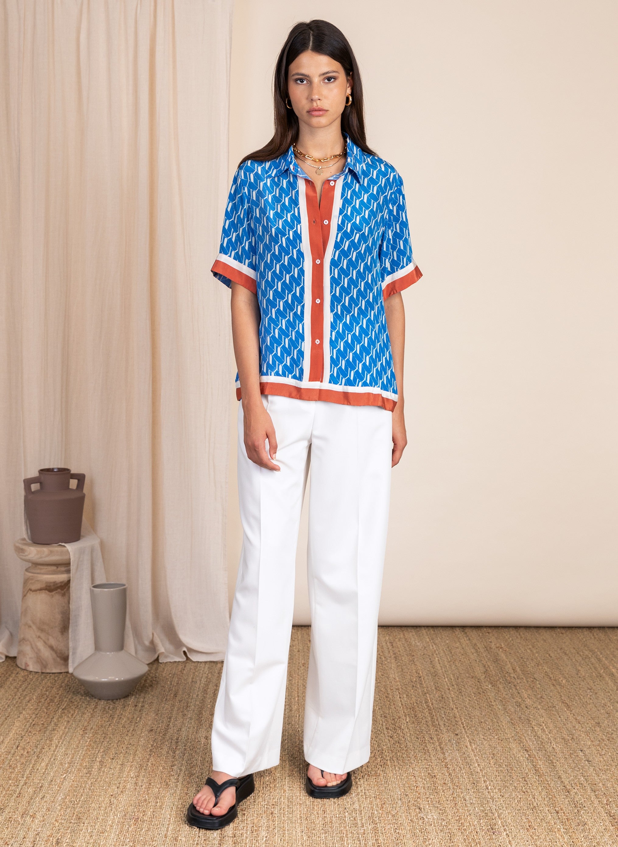 IRWIN BORDER lisboa blue SHIRT